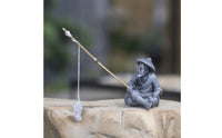 Fisherman Figurine with Fishing Rod Stone-Look Fisherman Statue Tranquil for Gardeners, Collectors, Bonsai, Rock Garden, Aquarium