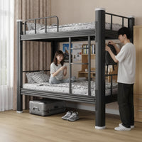 Metal Bunk Bed with Ladder Heavy Duty Bunk Bed with Ladder Space-Saving Furniture for Students, Roommates, Dormitory, Apartment Housing