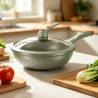 Wok with Glass Lid Nonstick Wok Pan with Lid Spacious Stir Fry Pan for Home Cooks, Induction Cooktop, Kitchen