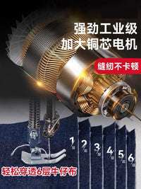 缝纫机家用小型电动全自动多功能带锁边裁缝机钉扣一体机全新升级 美规