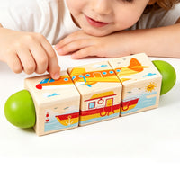 Rotating Block Puzzle Compact Wooden Turning Puzzle Educational Toy for Young Children, Kids, Tabletop, Classroom