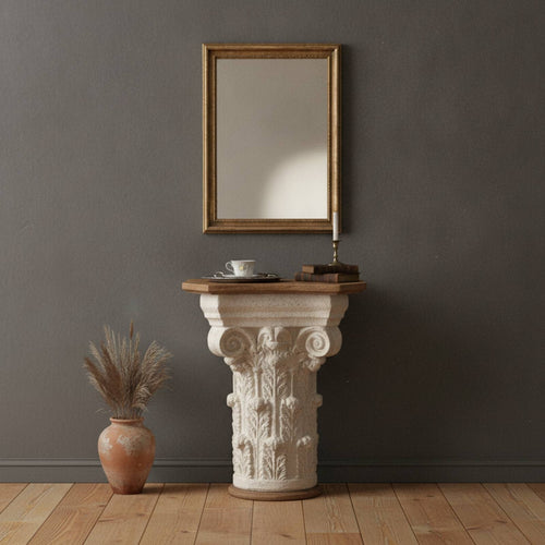 Console Table with Carved Base Vintage-Inspired Furniture Distressed Shabby-Chic for Entryway, Hallway