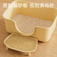 Jumbo Cat Litter Box Open Semi-Enclosed Odor Control Cat Toilet Anti-Splash Pad for Adult Cats