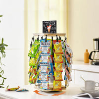Wooden Snack Storage Rack, Rotating Display Stand for Chips and Candy