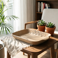 Wooden Tray with Horsehair Layered Speckled Tray Handmade for Coffee Table