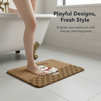 Diatomaceous Earth Bath Mat, 3D Plush-Look Absorbent Quick Dry Non-Slip Bathroom Floor Mat with Cute Pet Design