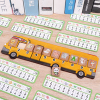 跨境热销数字动物巴士儿童数学逻辑思维训练玩具木质早教益智玩具