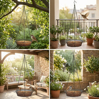 Hanging Bird Feeder Tray Outdoor Metal Mesh Feeding Tray Sturdy for Garden