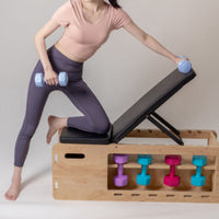Wooden Exercise Bench Black Metal Adjustable Bench Full Body Training Fitness Equipment