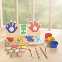 Arithmetic Board with Felt Hands Preschool Counting Board with Beads Wooden Math Toy Screennon-Digital Game Fine Motor