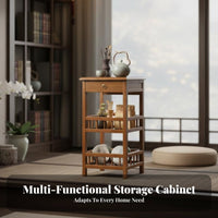Multi-Tier Tea Shelf Chinese Design Design Multi-Tier Shelving Unit Flat Top Surface Stable Frame for Homeowners, Adults