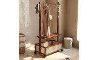 Clothes Rack with Storage Bin Freestanding Garment Rack with Shelves Mobile for Students, Renters, Bedroom, Dorm Room, Entryway