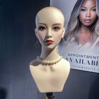 模特头厂家假发展示化妆女头模耳环项链拍照PVC半身双肩cos模型头