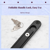 Window Lock Handle, Discreet Folding Casement Window Handle with Key, Security Screen Door Accessory, Universal Replacement, Aluminum Alloy