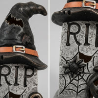 Gothic Tombstone with Witch Hat | Spooky, Tombstone Decoration, for Mantel