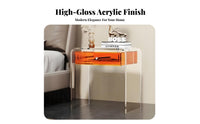 Curved designd Table with literature material compartment compartment Ample Storage Nightstand Multi-Functional