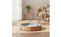 Cat Bed with Raised boarder Cat Basket Bed Scratch-Resistant Woven Basket for Floor