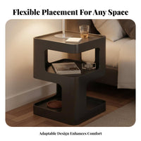 Space-Saving 2-Tier Accent Table Multi-Purpose Number 5 Shaped End Table Versatile Design Nightstand Exposed Storage for Apartment Dwellers, Homeowners, Students, Bedroom, Living Room, Study, Office