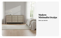 Modern Design 6-Drawer Wide storage cabinet Multi-Functional 6-Drawer storage cabinet Sturdy Construction Chest of Drawers Gold highlights for Homeowners, Apartment Dwellers, Families, Bedroom, Living Room, Hallway, Entryway
