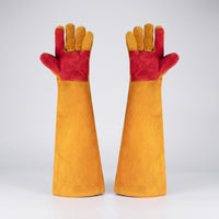 Reinforced Palm Leather Gloves with Gauntlet Cuffs Heavy Duty Bite Resistant Gloves Long-Lasting Thick for Animal Handlers, Pet Trainers, Dog Groomers