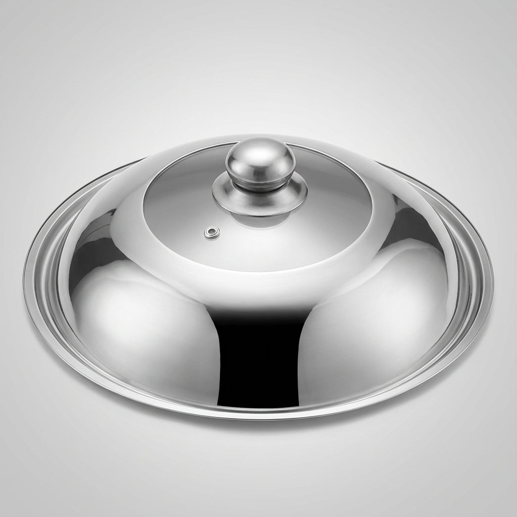 Stainless Steel Pan Lid with Tempered Glass for Home Cooking, Universal Fit Frying Pan Lid and Saucepan Lid, Transparent Wok Lid with Vent