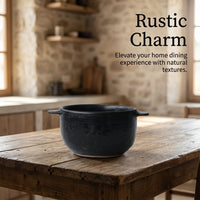 Wabi-Sabi Double Ear Ceramic Soup Bowl, 500ml