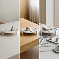 Marble Tray with Side Supports Stone Round Tray Minimalist for Living Room