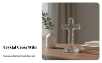 Minimalist Design Crystal Cross Ornament Giftable Crystal Standing Cross Symbol of Faith for Christians, Women, Desktop, Prayer Room, Office