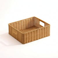 Plastic Weave Storage Basket Open-Top Woven Organizer Bin Low-Profile for Drawer