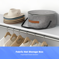 Hat Organizer Box Large Capacity Fabric Bin Carry Strap Sturdy Handles for Travelers, Adults, Wardrobe, Entryway, Under Bed