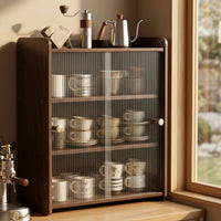 4-Tier Bamboo Cup Storage Rack with Wheels
