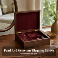 Wooden Jewelry Box Brass Latch Velvet-Lined Jewelry Box Hinged Lid