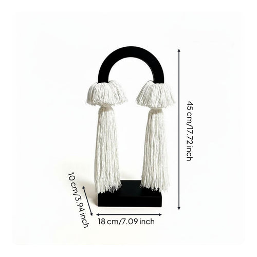 Tassel Hoop Decor Minimalist Abstract Tabletop Decor Linen Freestanding Display Ornament for Entryway