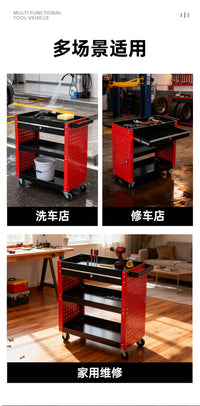移动维修工具柜汽修工具箱零件车手推车加厚三层跨境专供工具车子