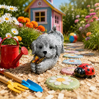 Solar Dog Statue No Wiring Solar Dog Light Warm Illumination for Yard, Patio