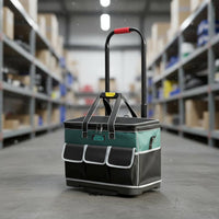 Canvas Tool Trolley Large Capacity Rolling Tool Bag Wear-Resistant for Electricians, DIY Enthusiasts, Home Repair, Construction Site