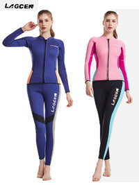 2.55MM加厚潜水服女长袖分体深潜拉链防晒速干冲浪防水母泳衣套装