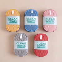 Microfibre Dual Washing Up Sponge and Dish Cloths, 4-Pack Double-Sided Grain Texture Sponges for Dishes, 17cm X 10cm Assorted Colors