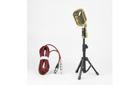 Height Adjustable Retro Vocal Device with Stand Desktop Wired Vocal Device with Tripod Metal Mic Stand Classic for Speakers