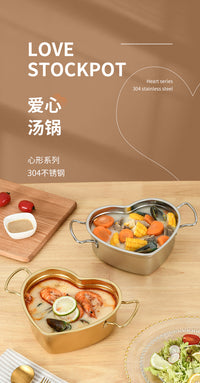 韩式304不锈钢火锅锅具一人一锅小火锅单人涮锅海鲜锅汤锅专用锅