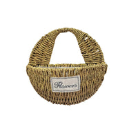 Woven Wall Hanging Basket Artisanal Wall Basket with Handle Rustic