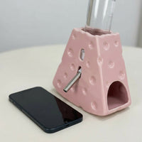 Cheese Ceramic Water Dispenser Hamster Water Bottle, 125ml Hamster Water Bottle with Stand, Leak-Resistant Cheese Water Bottle for Small Animals