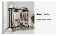 Large Capacity Mobile Wardrobe Rack Easy Assembly Rolling Garment Rack Rust-Resistant Freestanding Clothes Organizer for Homeowners, Boutique Owners, Balcony, Laundry Room, Entryway, Walk-in Closet