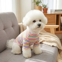 Dog Vest Tank Top, Soft Sleeveless Rainbow Pattern, Casual Clothing for Small Breeds, Breathable Spring and Autumn Dog Clothes, Pink