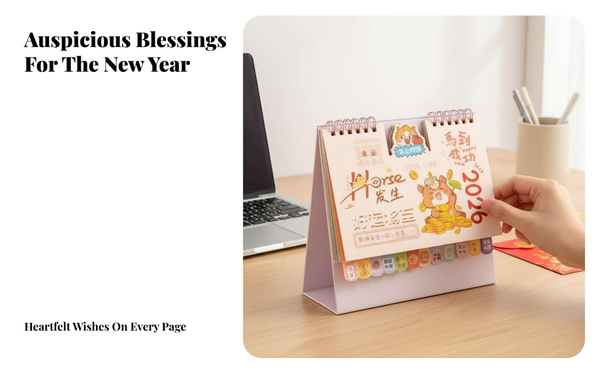 Cartoon Desk Calendar, Mini Creative, Horse Year, Office Desktop Decor