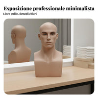 Realistic Male Head Model Long-Lasting Fiberglass Construction for Salon