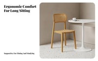 Cane-Back Side Chair Stackable Indoor Seating Curved Backrest for Home Office