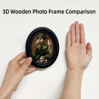 Gothic Art Photo Frame, Oval Wooden Picture Frame for Wall or Table