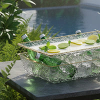Ice Chilled Serving Tray with Lid Easy to Clean Rectangular Food Chiller Platter