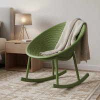 Minimalist Aesthetic Nordic Bowl Seat Rocker Ergonomic Design Modern Sled Rocking Chair Heavy Duty Single Lounge Rocker Weatherproof for Living Room, Bedroom, Balcony, Patio